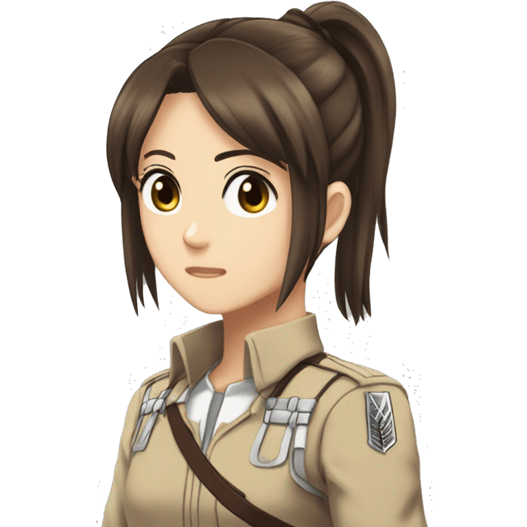 Sasha Braus brown hair hair in a ponytail anime attack on titan emoji