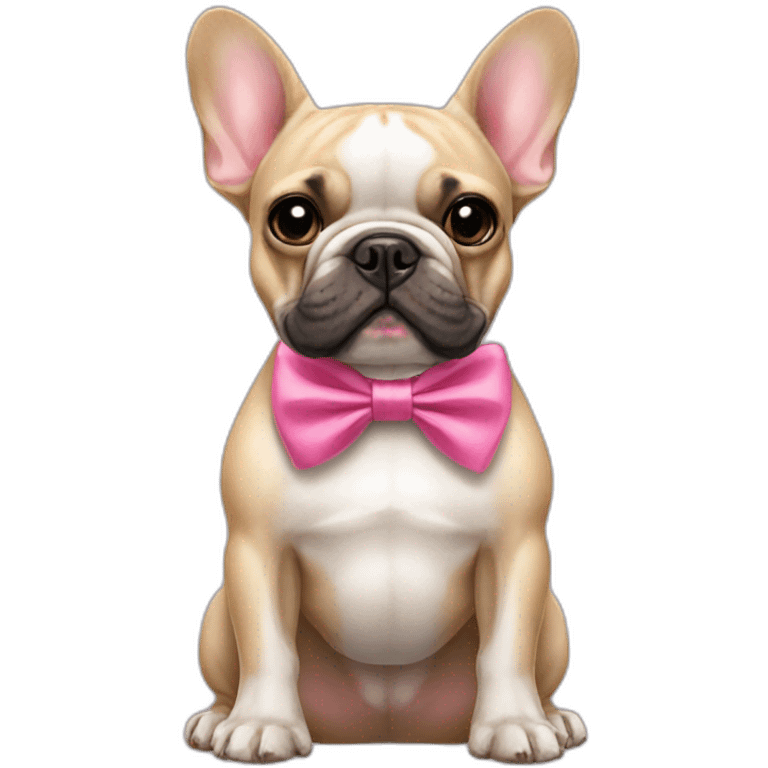 french bulldog with pink bow tie emoji