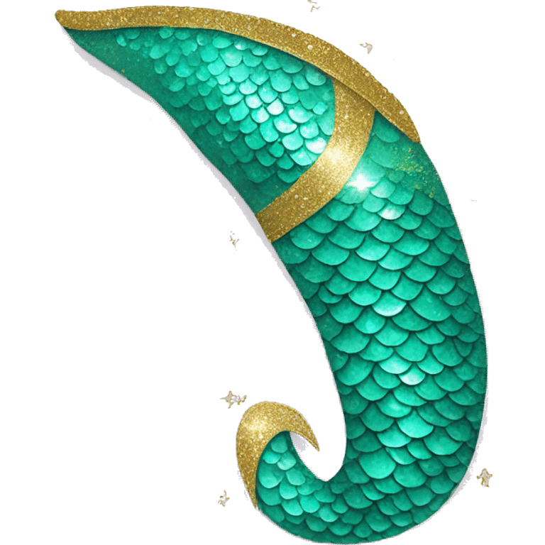 one turquoise mermaid tail with gold sparkles and glitter emoji