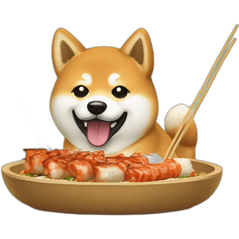 Shiba eating yakitori emoji