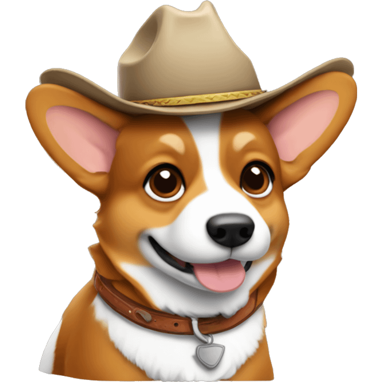 Tricolor corgi with a cowboy hat emoji