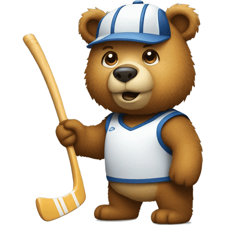 Bear with hockey stick emoji