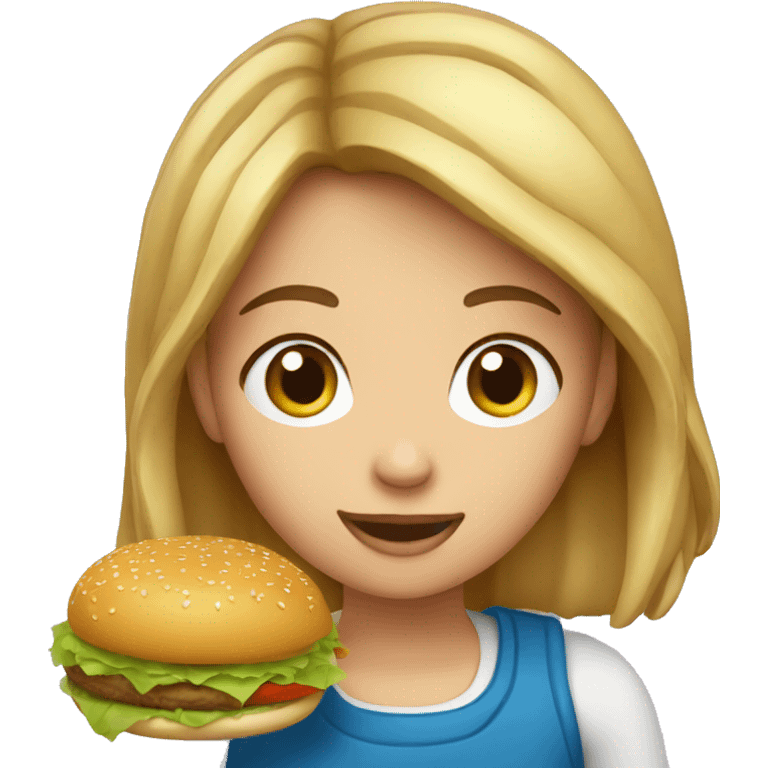 Une fille qui mange un hamburger  emoji