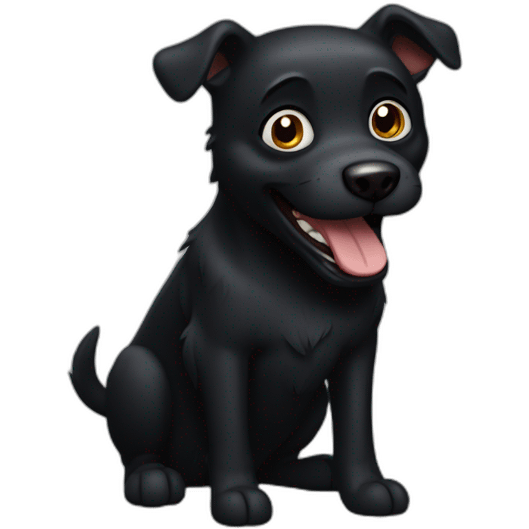 Crazy black dog emoji