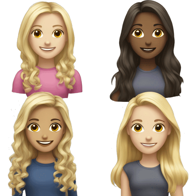 smiling girls with long hair, a blond and a brunette  emoji