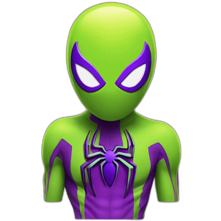 Lemon green and purple neon Spiderman emoji