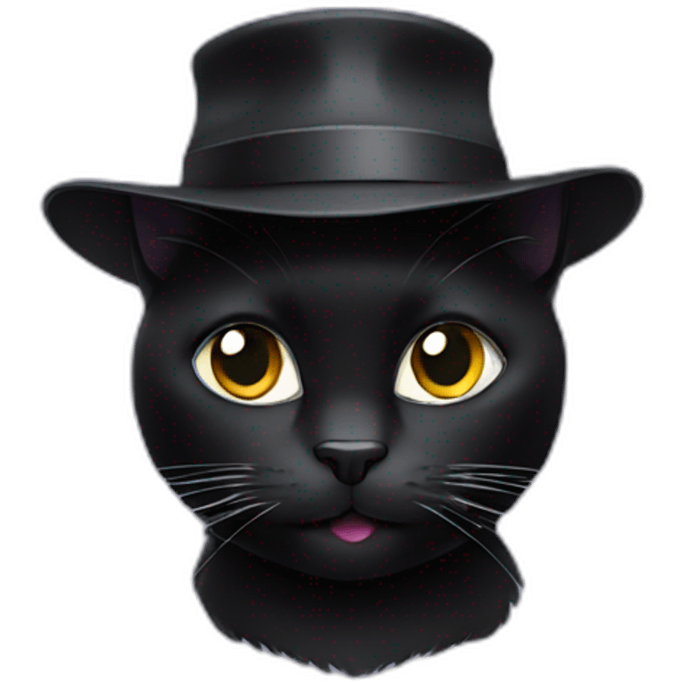 Black cat with hat emoji