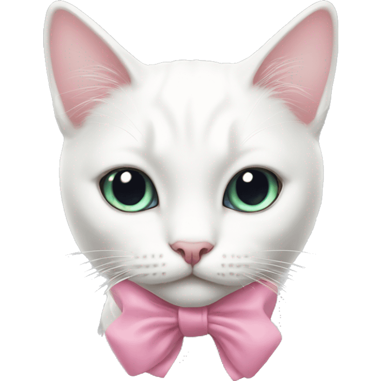 White cat with pink bow  emoji