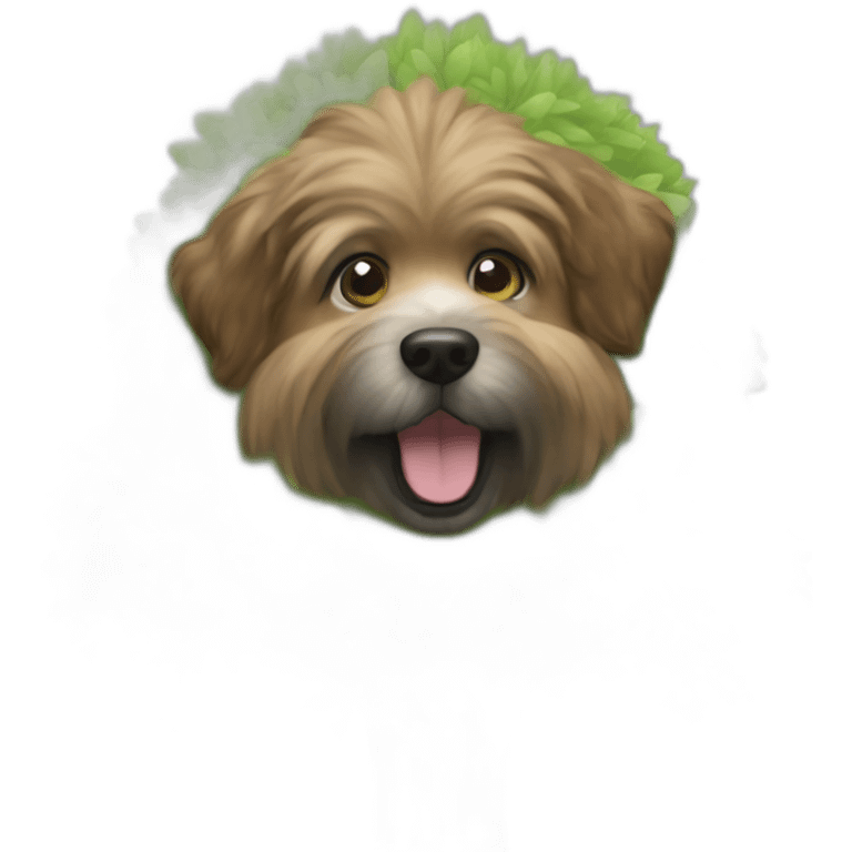 fluffy dog tree emoji