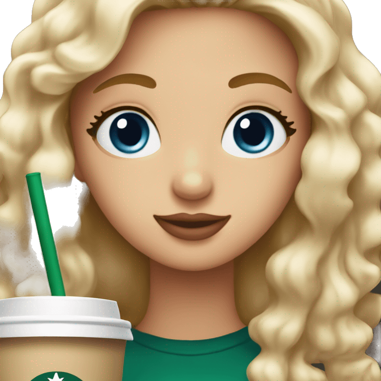 Starbucks cup drink with blonde girl blue eyes  emoji