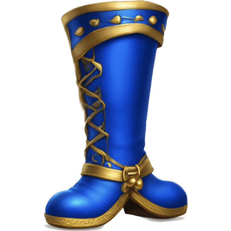 Realistic isolated royal blue elf boots with bells. emoji