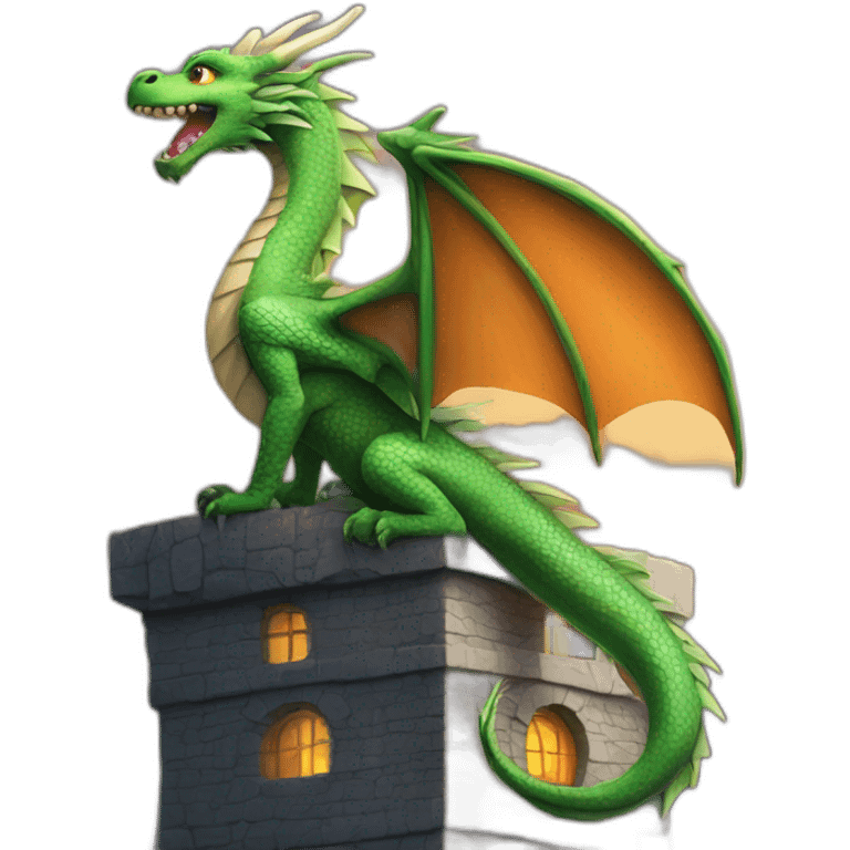 dragon sitting on the tower emoji