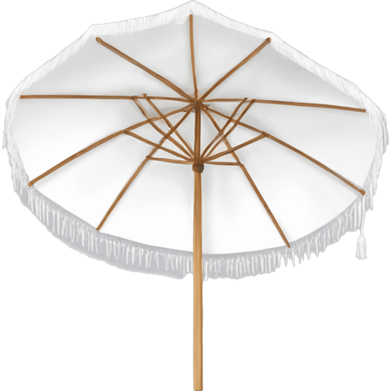 White beach umbrella with short white tassels and a straight wooden pole emoji