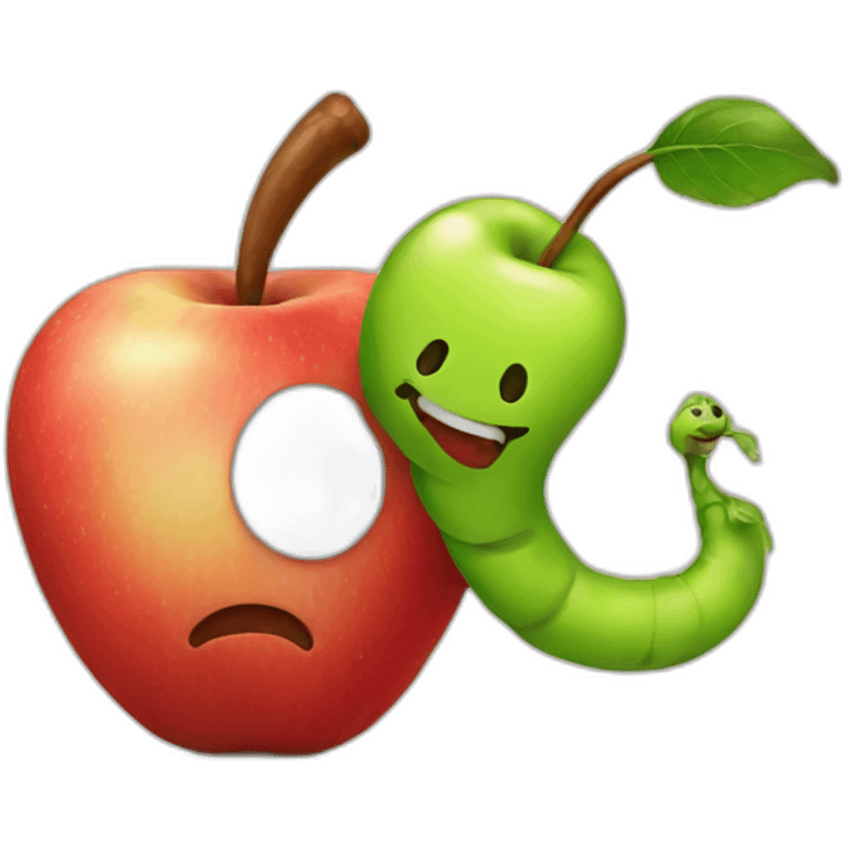 An Apple with worm emoji