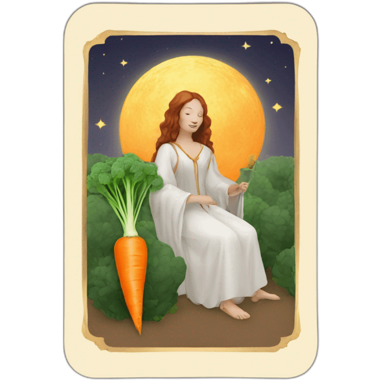 tarot card with a carrot emoji