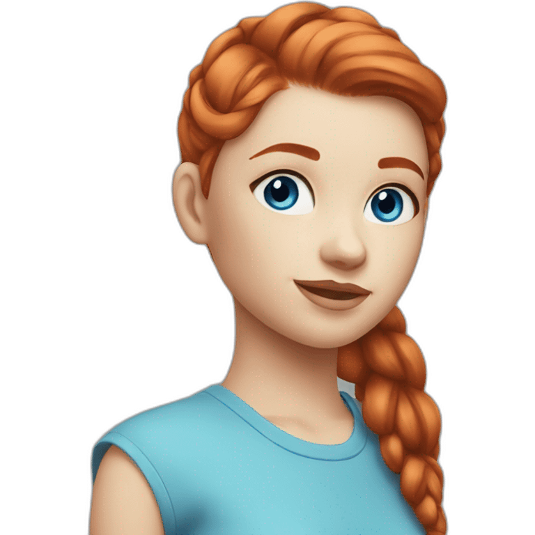 redhead girl with a high ponytail blue eyes and blue eyeliner emoji