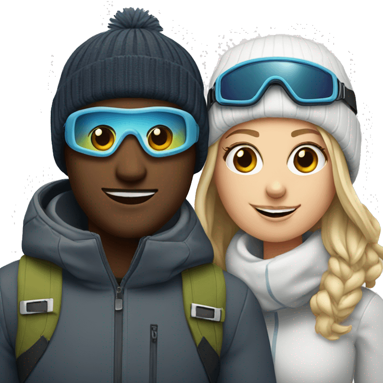 White Couple with ski goggles and beanie  emoji