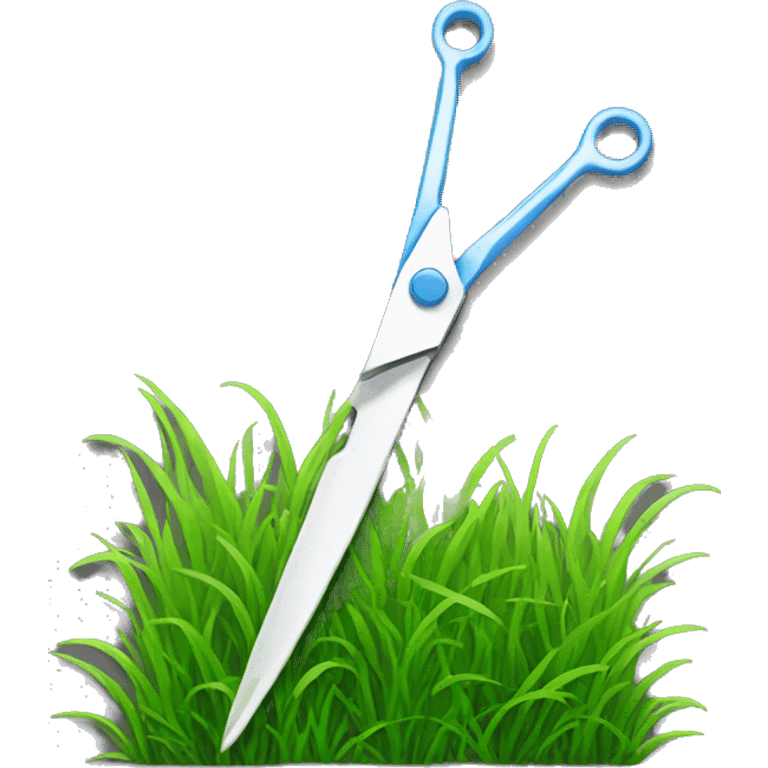 scissors cutting a grass patch emoji