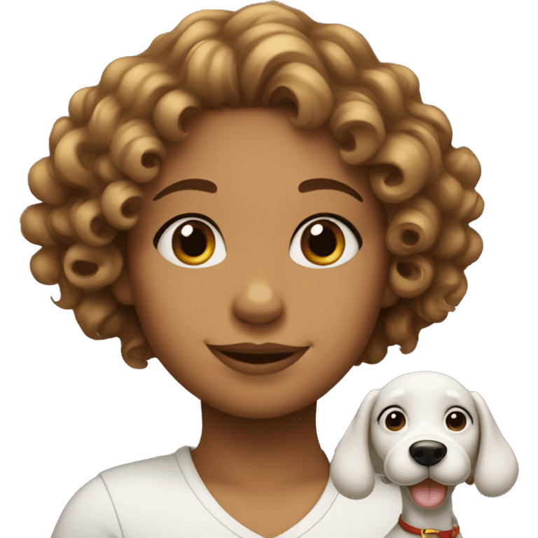 A curly girl with a snoopy  emoji