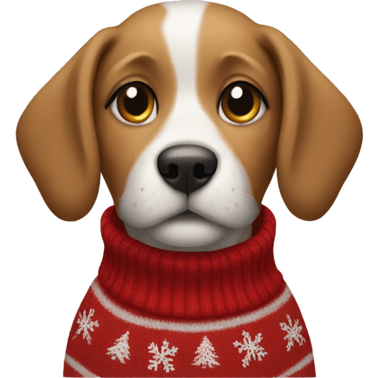 Dog wearing Christmas sweater emoji