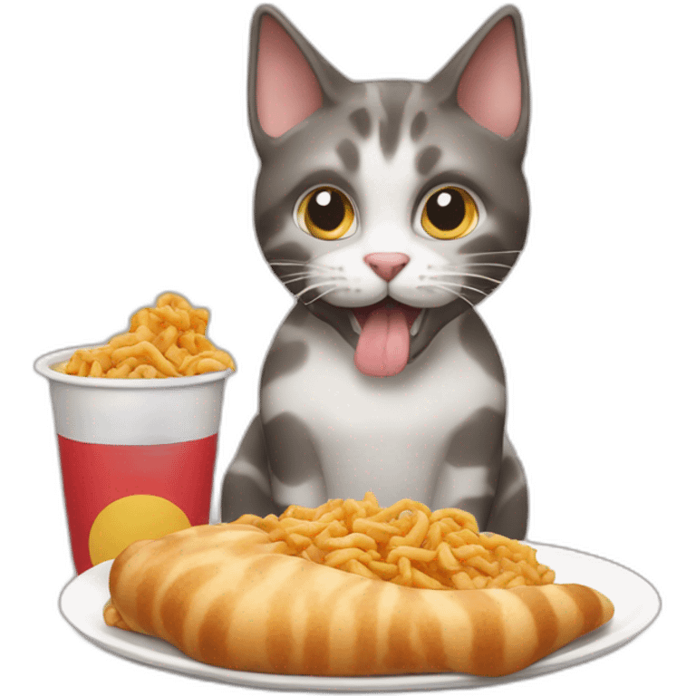 Cat eating greasy food emoji