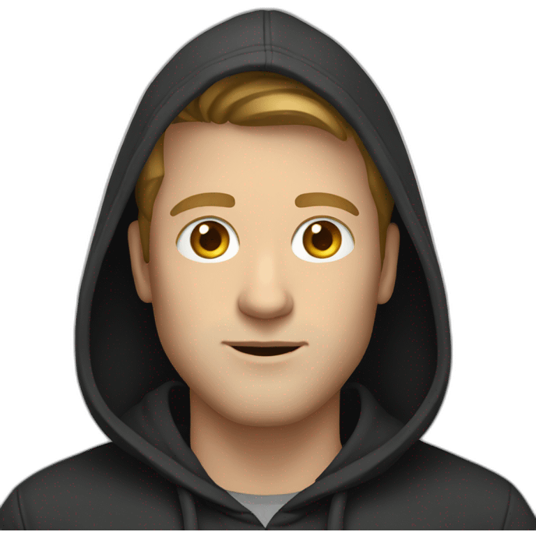 White man face with dark hoodie emoji