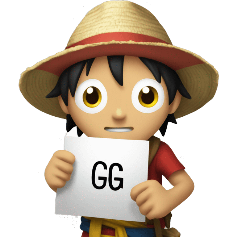 luffy holding a sign where he wrote GG emoji