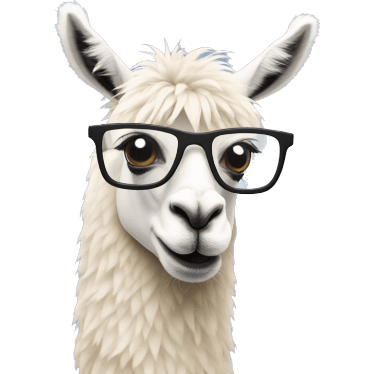 una llama con lentes emoji