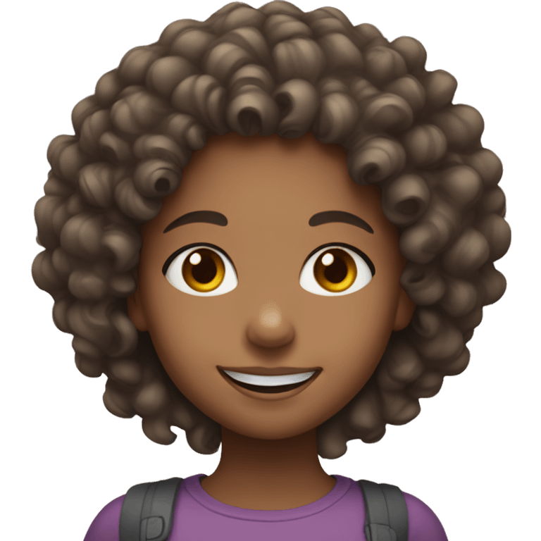 smiling girl with mixed color skin that has tight curly hair emoji