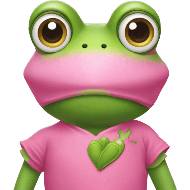 Pink heart wearing frog costume emoji