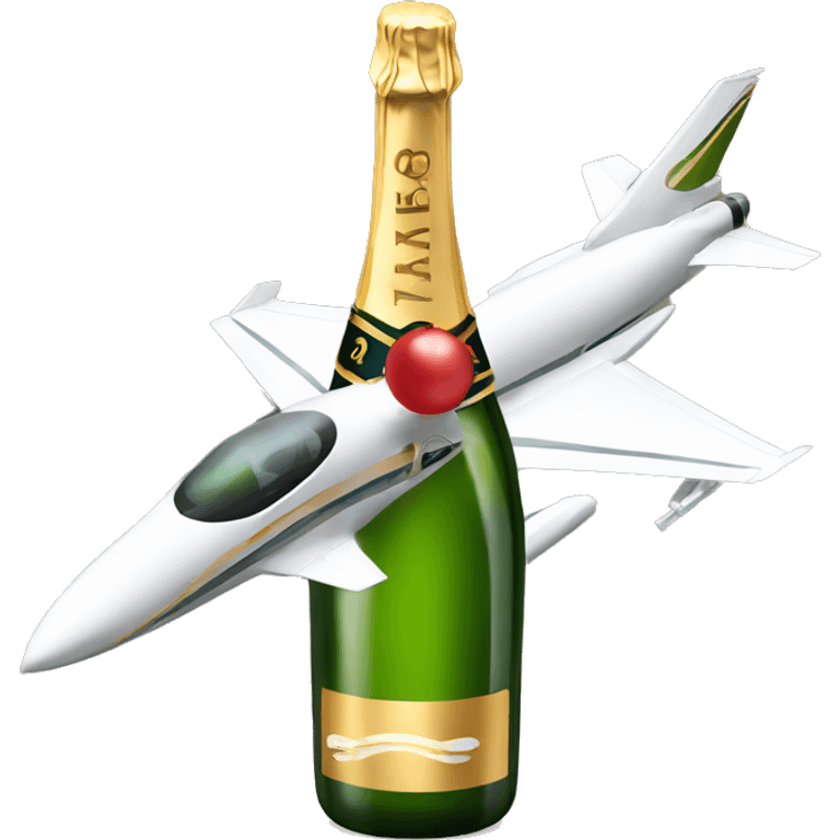 Jet on New Year’s with bottle of champagne  emoji