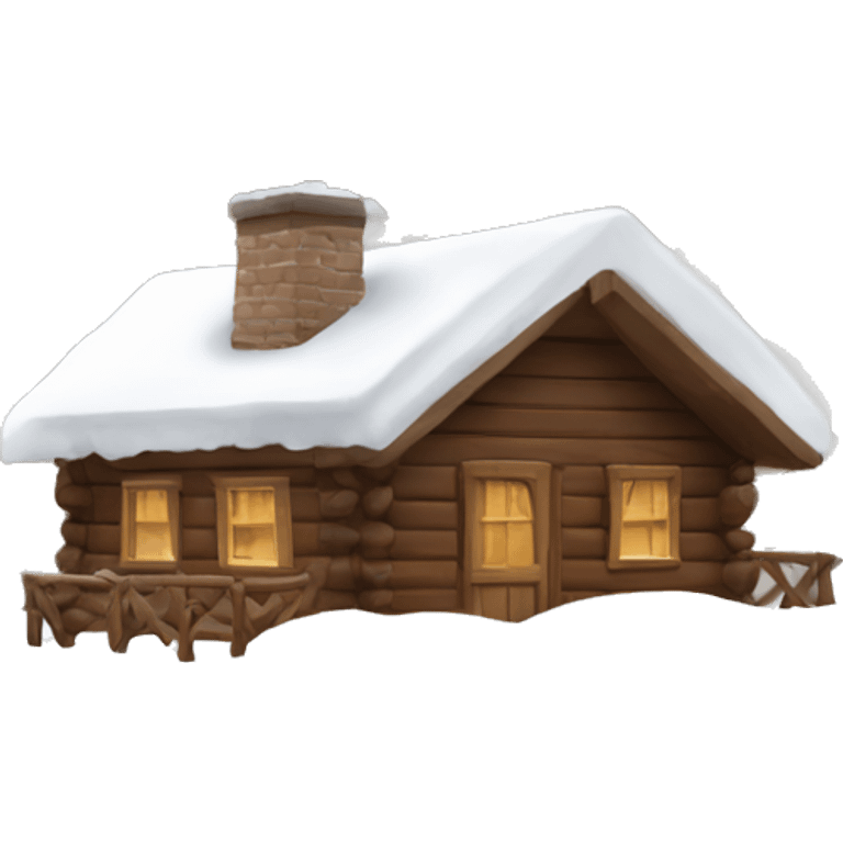 Snowy brown cabin emoji