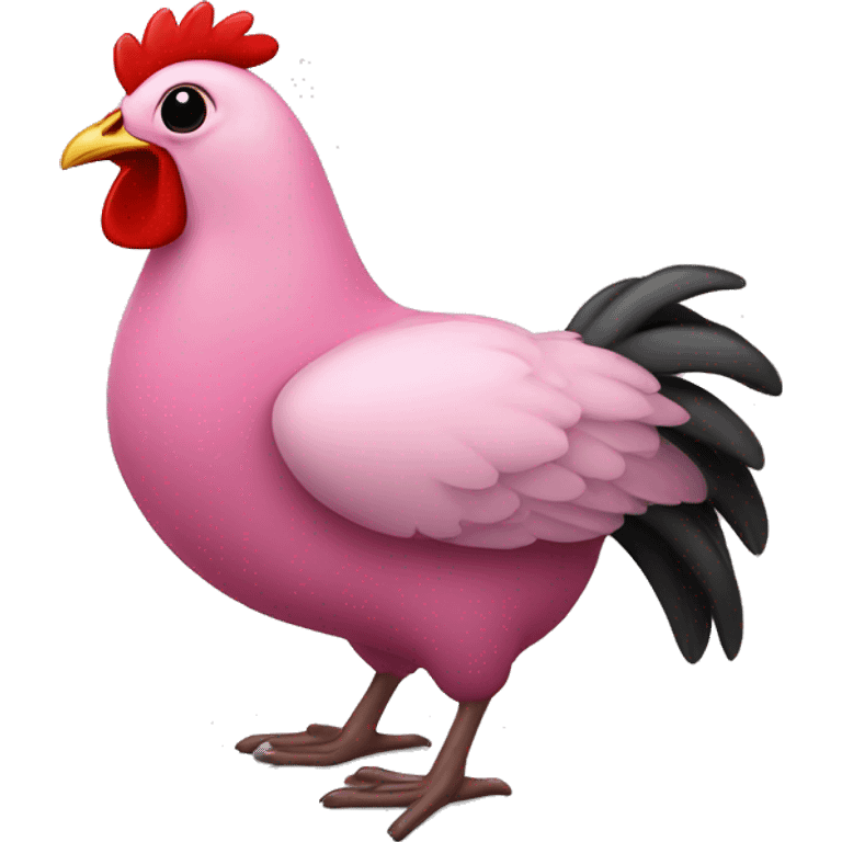 Pollito negro con un moño rosa  emoji