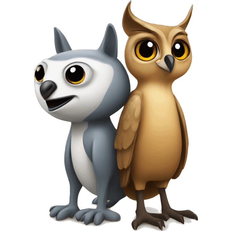 An owl and a kangaroo emoji