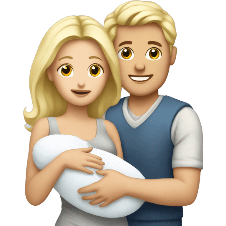 blonde european couple holding newborn emoji