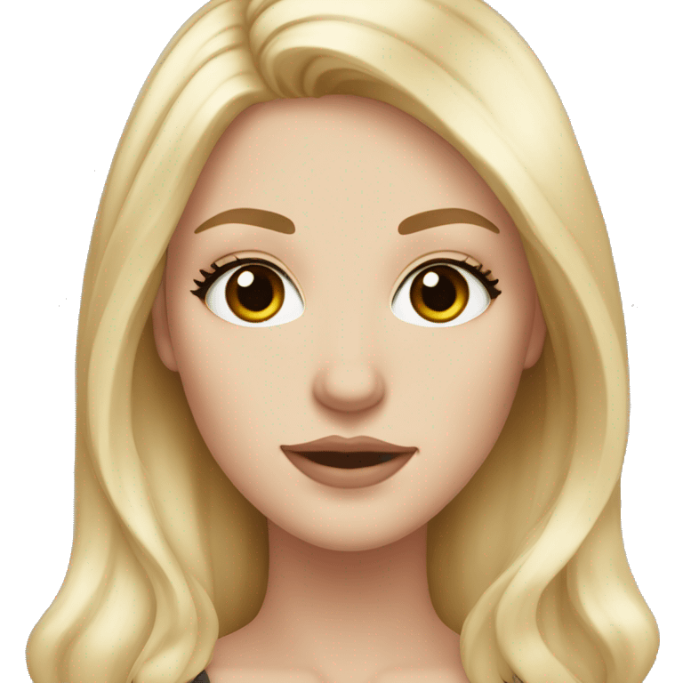 A white girl with dark brown eyes long lashes and blonde hair  emoji