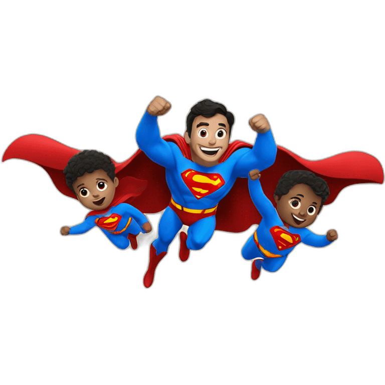 superman flying with two toddlers emoji