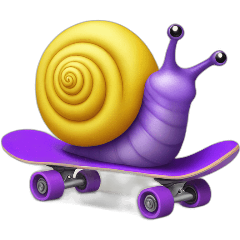 purple snail on a yellow skateboard emoji