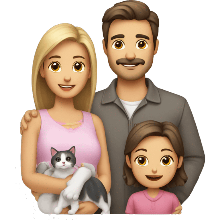 Familia de hombre mujer y un gato emoji