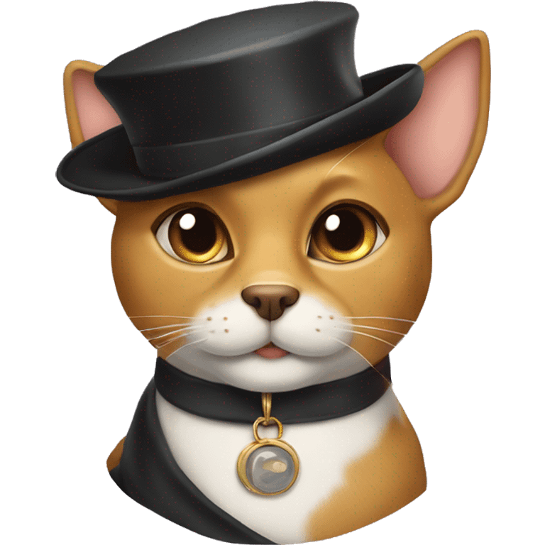 catdog half dog in a hat and monocle and a cat in a beret and necklace emoji