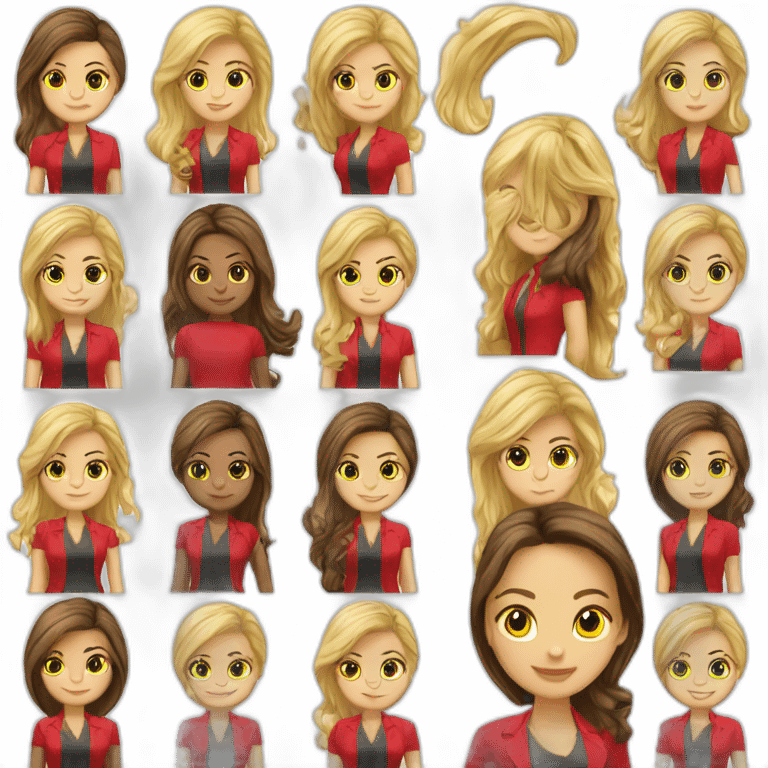 Manager red wear girl brunette and blond emoji