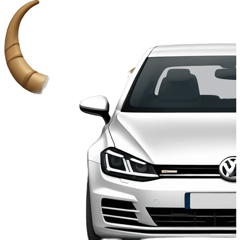 Volkswagen Golf with Bull horns on the hood￼ emoji