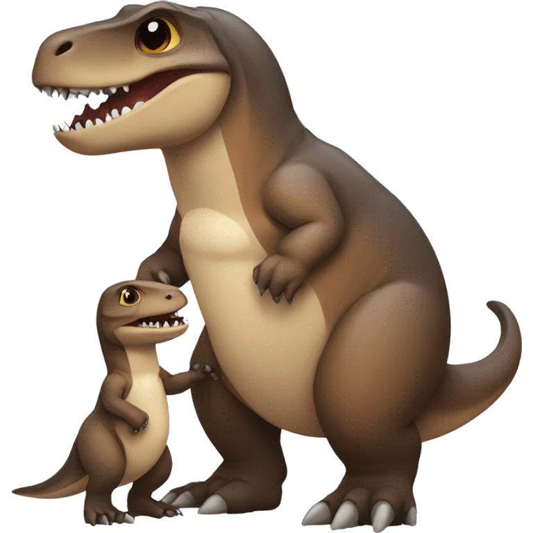 Trex with otter holding hands together  emoji