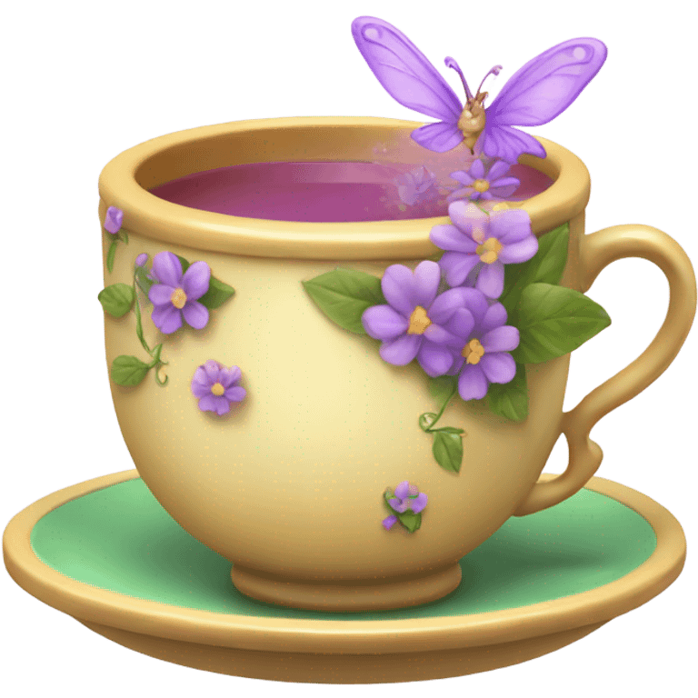 Fairy magic tea cup with flowers emoji