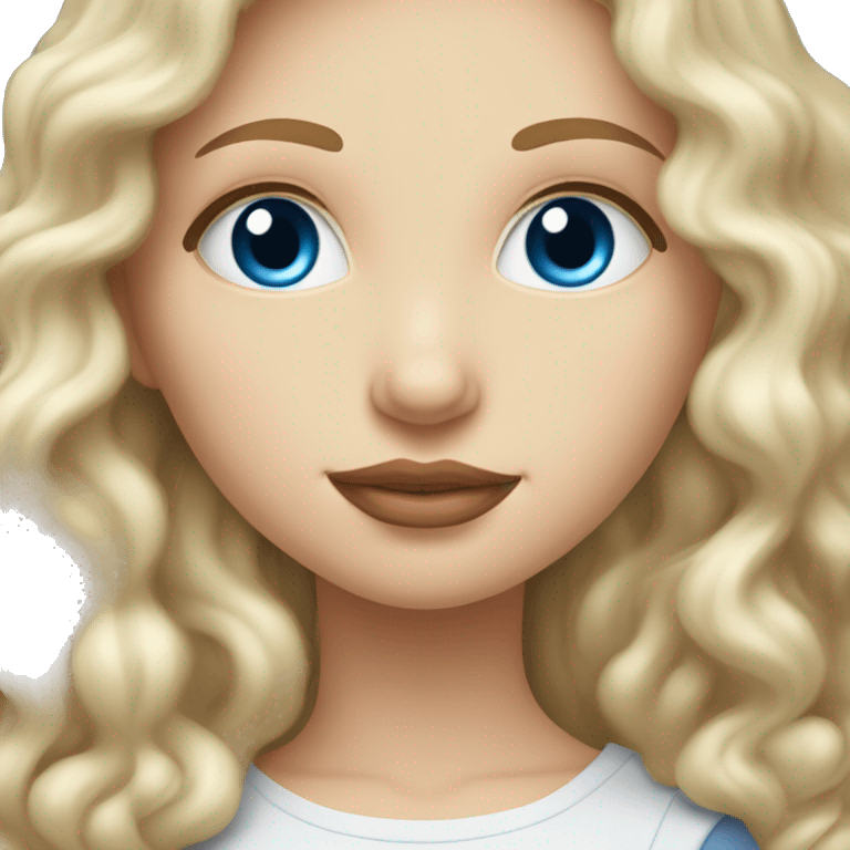 White blonde daughter with blue eyes kissing white mother with curly dark brown hair and brown eyes emoji