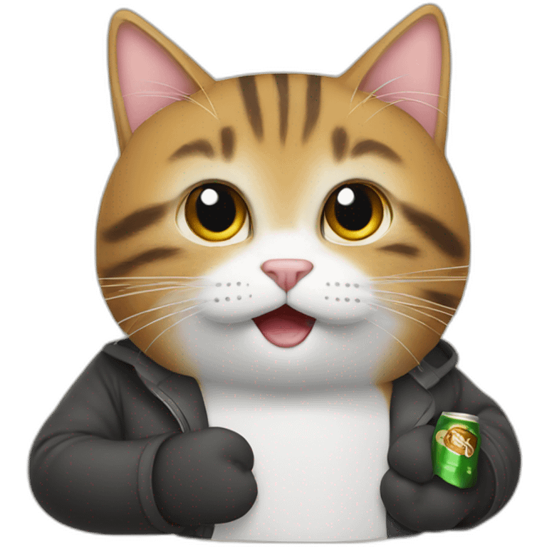 un chat qui bois une bière emoji