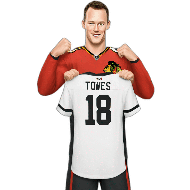 Jonathan Toews shirt off celebrating New Year emoji