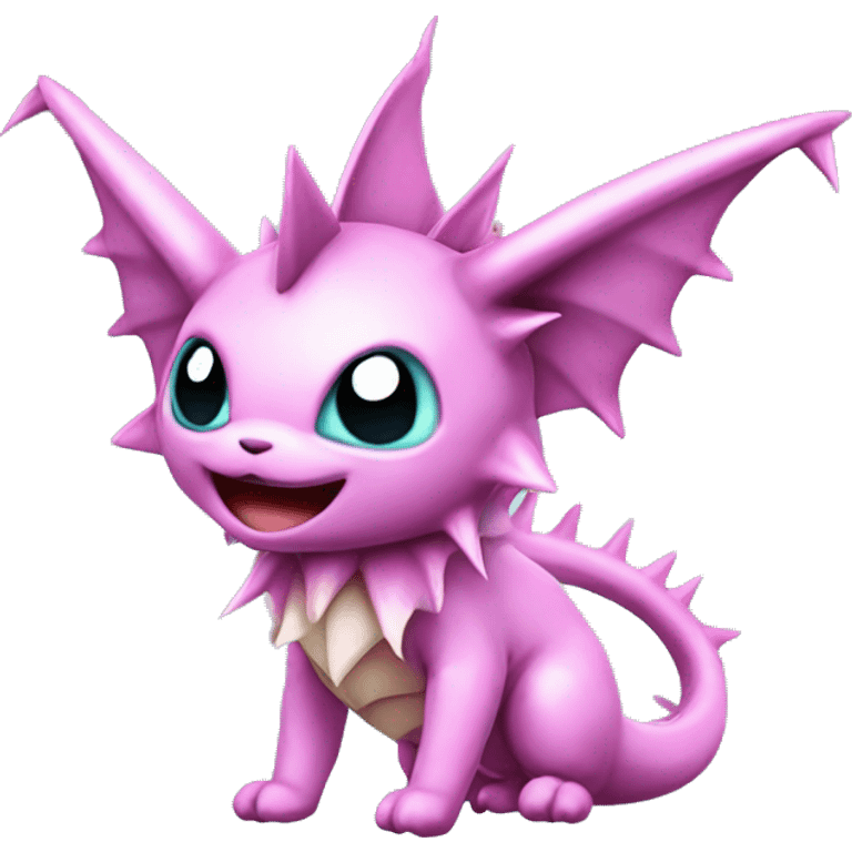 Pink Edgy Vaporeon dragon With Fins and spikes full body emoji