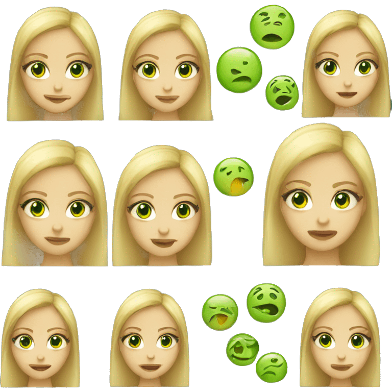 Blonde Girl Green eyes with different Emotions emoji