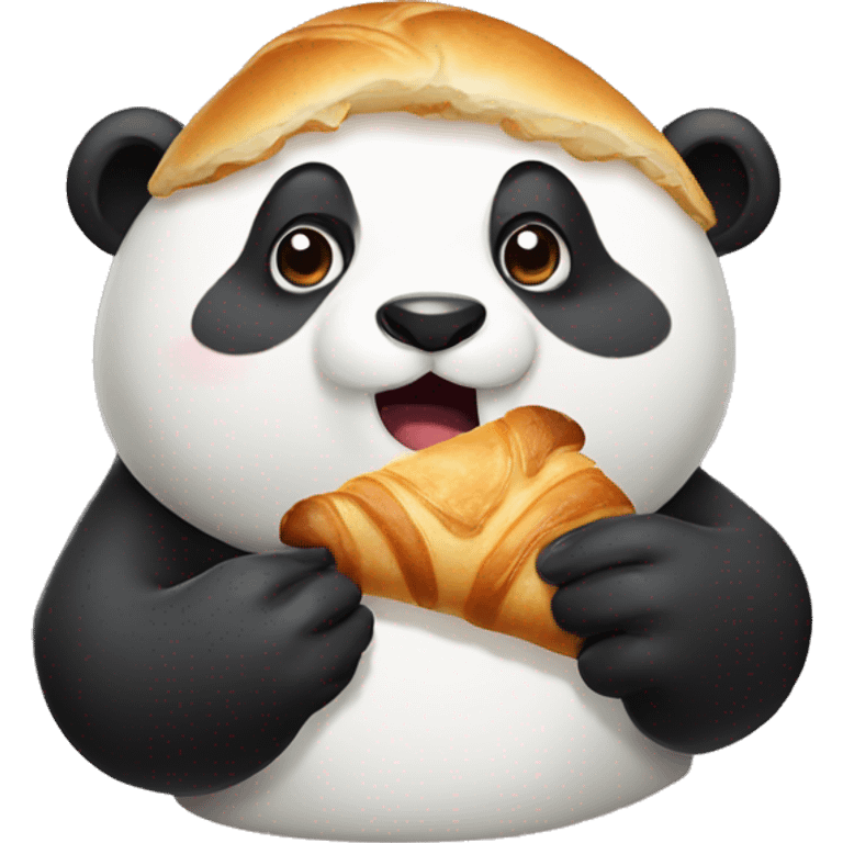 Panda who eats a croissant emoji